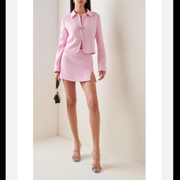 MACH MACH Crystal Embellished Bow Long Sleeved Shirt Jacket Wool Top Pink 8 - Picture 1 of 15